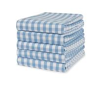 Sticky Toffee Asciugamani da tè a quadri 100% cotone | Set di 5 | 50 x 70 cm | Blu Bianco A Scacchi | Asciugamani da cucina in vetro per bar ristorante assorbente