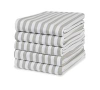 Sticky Toffee Asciugamani da tè a righe 100% cotone | Set di 5 | 50 x 70 cm | Striscia bianca grigia | Asciugamani da cucina in vetro per bar ristorante assorbente