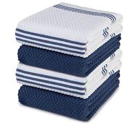 Sticky Toffee asciugamani da tè in Cotone al 100% | set di 4 Asciugamani da Cucina | 40,6 x 71 cm | Blu | Assorbente Panni da Cucina Bar Ristorante