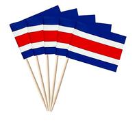 Stidsds 100 bandierine per stuzzicadenti della Costa Rica, mini decorazioni per cupcake e striscioni per feste in campagna