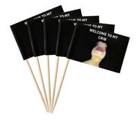 stidsds 100 pz Welcome to My Crib Bandiera Welcome to My Crib Stuzzicadenti Bandiere Mini Piccola Stanza Divertente Durevole Uomo Caverna Parete Cupcake Topper Stick Bandiere Banner Country Party