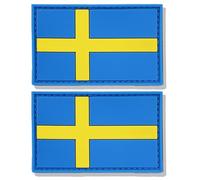 stidsds Confezione da 2 toppe con bandiera della Svezia, tattiche militari svedesi, bandiere della Svezia, in PVC, con gancio e anello, per vestiti, cappelli, zaini, decorazioni