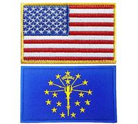 stidsds Confezione da 2 toppe ricamate con bandiera americana dell'Indiana degli Stati Uniti, toppe tattiche militari per vestiti, cappelli, zaini, decorazioni per orgoglio