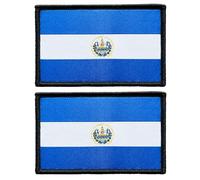 stidsds Confezione da 2 toppe ricamate con bandiera di Salvador, bandiere di El Salvador, tattiche militari, con gancio e anello, per vestiti, cappelli, zaini, decorazioni