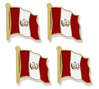 stidsds Spilla con bandiera del Perù, spilla smaltata con bandiera del Perù, da uomo e da donna, per abito e decorazione patriottica, in metallo, souvenir, cappelli, zaini, confezione da 4, Metallo,