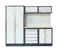 STIER Arredamento da officina Basic 6 pezzi con pannello forato e piano di lavoro in multiplex largh.xprof.xalt. 4235x460x2000mm Quantità:1