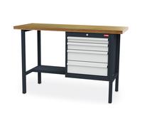 STIER Banco da lavoro con 4 cassetti largh.xprof.xalt. 1500x600x960 mm RAL 7016 / RAL 7035 Quantità:1