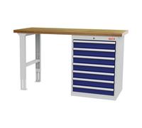 STIER Banco da lavoro in serie largh.xprof.xalt. 1500x600x860 mm con 1 corpo armadio di larghezza 600 mm RAL 7035 / RAL 5010 Quantità:1