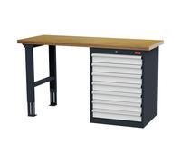 STIER Banco da lavoro largh.xprof.alt. 1500x600x860 mm con 1 corpo armadio di larghezza 600 mm RAL 7016 / RAL 7035 Quantità:1