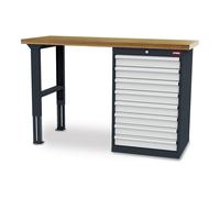 STIER Banco da lavoro largh.xprof.alt. 1500x600x960 mm con 1 corpo armadio di larghezza 600 mm RAL 7016 / RAL 7035 Quantità:1