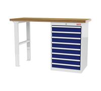 STIER Banco da lavoro largh.xprof.xalt. 1500x600x1060 mm con 1 corpo armadio di larghezza 600 mm RAL 7035 / RAL 5010 Quantità:1