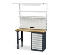 STIER Banco da lavoro largh.xprof.xalt. 1500x600x960 mm con 1 corpo armadio e sovrastruttura largh.xalt. 1500x2210 mm Quantità:1