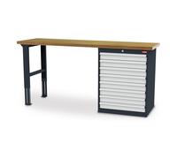 STIER Banco da lavoro largh.xprof.xalt. 2000x600x1060 mm con 1 corpo armadio di larghezza 700 mm RAL 7016 / RAL 7035 Quantità:1