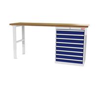 STIER Banco da lavoro largh.xprof.xalt. 2000x600x1060 mm con 1 corpo armadio di larghezza 700 mm RAL 7035 / RAL 5010 Quantità:1