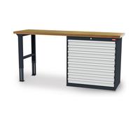 STIER Banco da lavoro largh.xprof.xalt. 2000x600x860 mm con 1 corpo armadio di larghezza 900 mm RAL 7016 / RAL 7035 Quantità:1