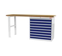 STIER Banco da lavoro largh.xprof.xalt. 2000x600x960 mm con 1 corpo armadio di larghezza 900 mm RAL 7035 / RAL 5010 Quantità:1