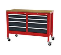 STIER Banco da lavoro mobile a cassetti con 8 cassetti largh.xprof.xalt. 1300x600x960 mm RAL 3020 / RAL 7016 Quantità:1