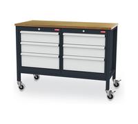 STIER Banco da lavoro mobile con 6 cassetti largh.xprof.xalt. 1300x600x960 mm RAL 7016 / RAL 7035 Quantità:1