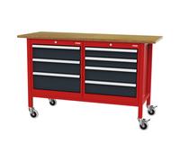 STIER Banco da lavoro mobile con 7 cassetti largh.xprof.xalt. 1500x600x960 mm RAL 3020 / RAL 7016 Quantità:1
