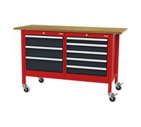 STIER Banco da lavoro mobile con 8 cassetti largh.xprof.xalt. 1500x600x960 mm RAL 3020 / RAL 7016 Quantità:1