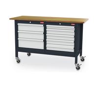 STIER Banco da lavoro mobile con 8 cassetti largh.xprof.xalt. 1500x600x960 mm RAL 7016 / RAL 7035 Quantità:1