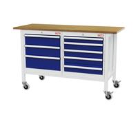 STIER Banco da lavoro mobile con 8 cassetti largh.xprof.xalt. 1500x600x960 mm RAL 7035 / RAL 5010 Quantità:1
