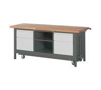 STIER Banco da lavoro Premium con telaio mobile abbass., 2 cassetti e 2 ante battenti largh.xprof.xalt. 2000x700x880 mm Quantità:1