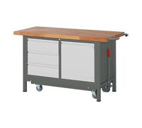 STIER Banco da lavoro Premium con telaio mobile abbass., 3 cassetti e 1 anta battente largh.xprof.xalt. 1500x700x880 mm Quantità:1