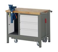 STIER Banco da lavoro Premium con telaio mobile abbass., 3 cassetti e morsa a vite largh.xprof.xalt. 1000x700x880 mm Quantità:1