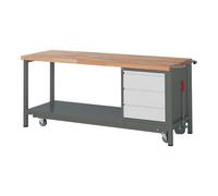 STIER Banco da lavoro Premium con telaio mobile abbass. e 3 cassetti largh.xprof.xalt. 2000x700x880 mm Quantità:1