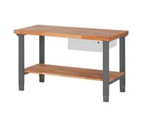 STIER Banco da lavoro regolabile in altezza Premium con 1 cassetto e mensola largh.xprof.xalt. 1500x700x790-1140 mm Quantità:1