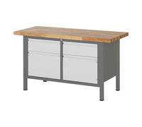 STIER Banco da lavoro regolabile in altezza Premium con 2 cassetti e 2 ante battenti largh.xprof.xalt. 1500x700x840-1040 mm Quantità:1