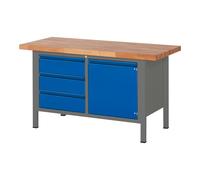 STIER Banco da lavoro regolabile in altezza Premium con 3 cassetti e 1 anta battente largh.xprof.xalt. 1500x700x840-1040 mm antracite metallizzato / RAL 5010 Quantità:1