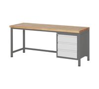 STIER Banco da lavoro regolabile in altezza Premium con 3 cassetti largh.xprof.xalt. 2000x700x840-1040 mm Quantità:1