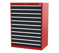 STIER Cassettiera con 11 cassetti largh.xprof.xalt. 900x575x1220 mm rosso/grigio antracite Quantità:1