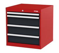 STIER Cassettiera con 4 cassetti largh.xprof.xalt. 600x575x620 mm rosso/grigio antracite Quantità:1