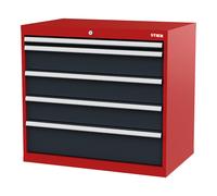 STIER Cassettiera con 5 cassetti largh.xprof.xalt. 900x575x820 mm rosso/grigio antracite Quantità:1