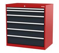 STIER Cassettiera con 6 cassetti largh.xprof.xalt. 900x575x920 mm rosso/grigio antracite Quantità:1