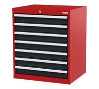 STIER Cassettiera con 7 cassetti largh.xprof.xalt. 700x575x820 mm rosso/grigio antracite Quantità:1