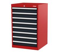 STIER Cassettiera con 8 cassetti largh.xprof.xalt. 600x575x920 mm rosso/grigio antracite Quantità:1