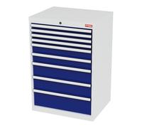 STIER Cassettiera con 9 cassetti largh.xprof.xalt. 700x575x1020 mm grigio luce/blu genziana Quantità:1