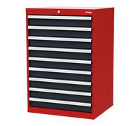 STIER Cassettiera con 9 cassetti largh.xprof.xalt. 700x575x1020 mm rosso/grigio antracite Quantità:1