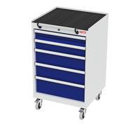 STIER Cassettiera mobile con 5 cassetti largh.xprof.xalt. 600x575x990 mm grigio luce/blu genziana Quantità:1
