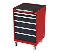 STIER Cassettiera mobile con 5 cassetti largh.xprof.xalt. 600x575x990 mm rosso/grigio antracite Quantità:1