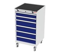 STIER Cassettiera mobile con 6 cassetti largh.xprof.xalt. 600x575x1090 mm grigio luce/blu genziana Quantità:1