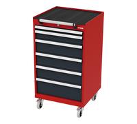 STIER Cassettiera mobile con 6 cassetti largh.xprof.xalt. 600x575x1090 mm RAL 3020 / RAL 7016 Quantità:1