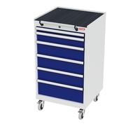 STIER Cassettiera mobile con 6 cassetti largh.xprof.xalt. 600x575x1090 mm RAL 7035 / RAL 5010 Quantità:1