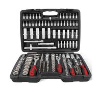 STIER Set di chiavi a bussola, 179 pezzi, cricchetto reversibile da 1/2", 1/4" e 3/8", inserto per chiave a bussola esagonale, inserti per chiave a bussola con punta a bussola Phillips Pozidrive