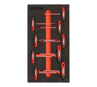STIER Set di giraviti con impugnatura a T TX TX6 - TX30 mm 9 pezzi con inserto di espanso morbido (EVA) Quantità:1