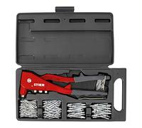 STIER Set di rivetti ciechi con pinze per rivettare a mano e rivetti ciechi, 201 pezzi con 4 naselli intercambiabili, pinze per rivettare ciechi, rivetti ciechi, rivetti
